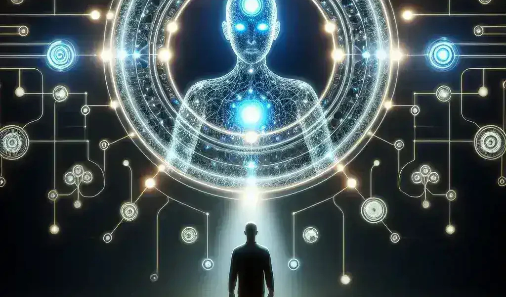 "Ilustrasi Grok AI, kecerdasan buatan yang dikembangkan oleh Elon Musk, dengan fokus pada situasi kontroversial di mana AI ini menuduh bosnya sendiri. Gambar ini mencerminkan inovasi teknologi dan dilema etika yang dihadapi dalam pengembangan AI."